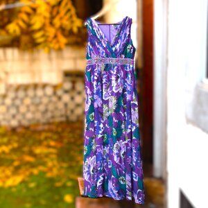 JS Boutique Woman Sleeveless Purple Flora Maxi Dress 14W